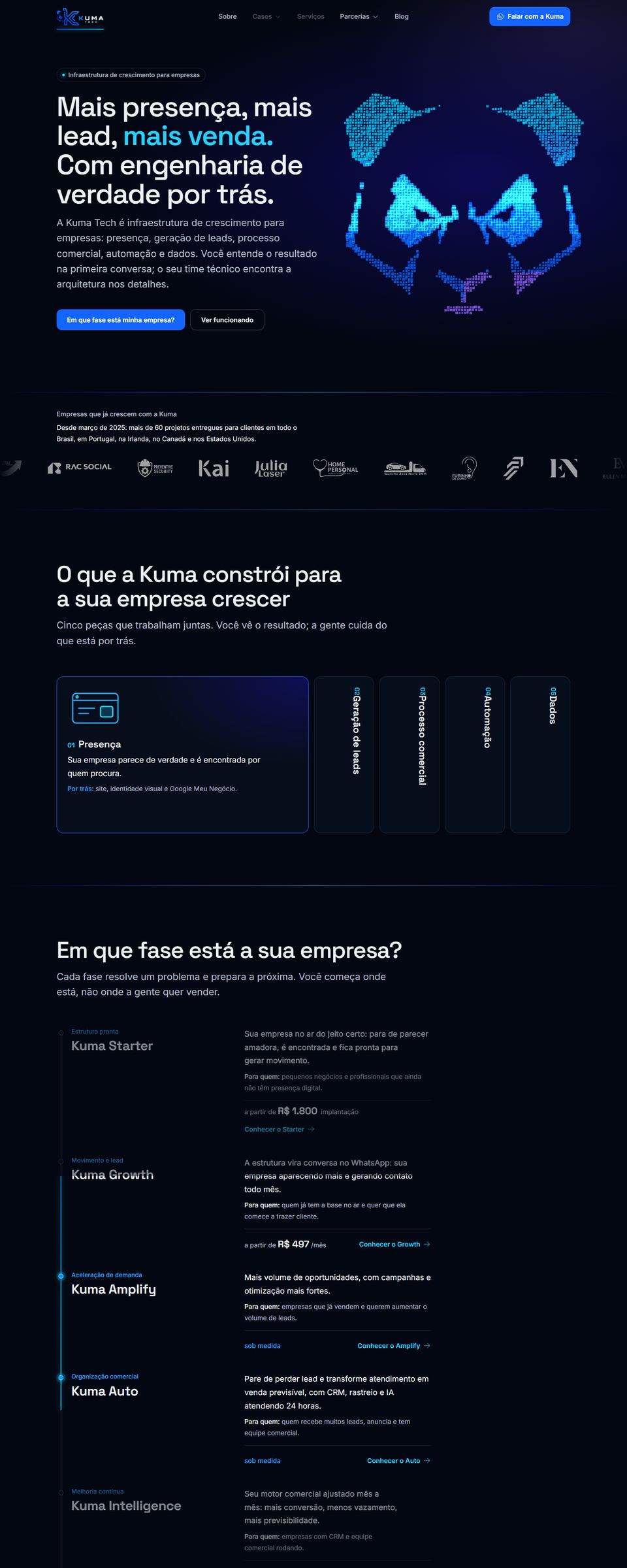 Kuma Tech - portfólio: site institucional Kuma Tech no computador