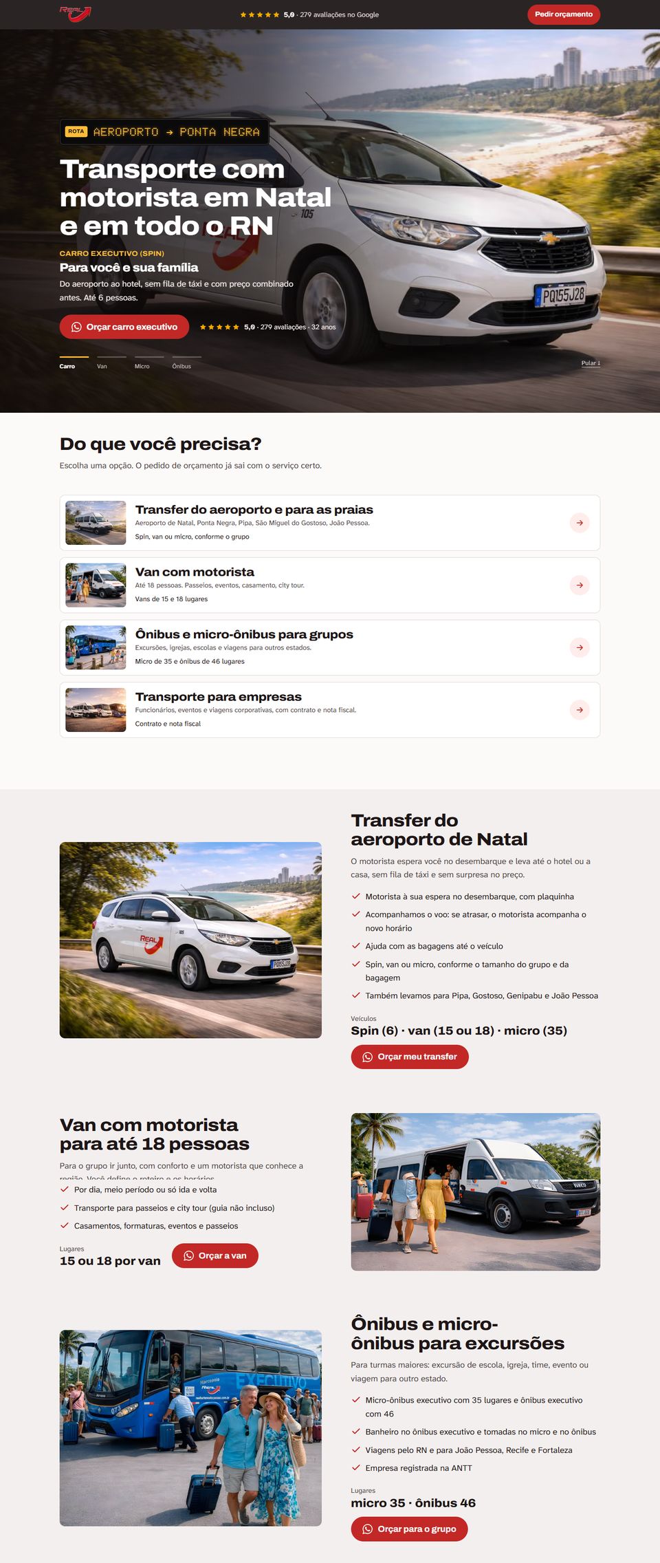 Kuma Tech - portfólio: landing page para google ads Real Turismo no computador