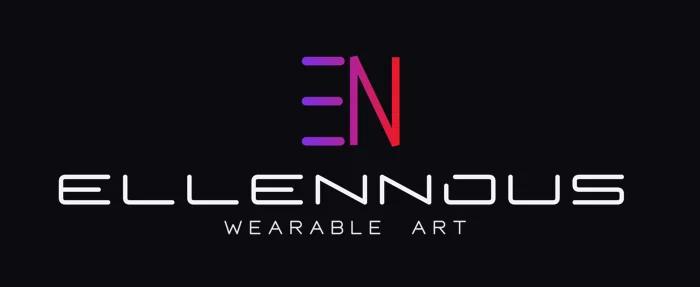 Logo Ellennous: EN em degradê roxo e vermelho com o nome em branco
