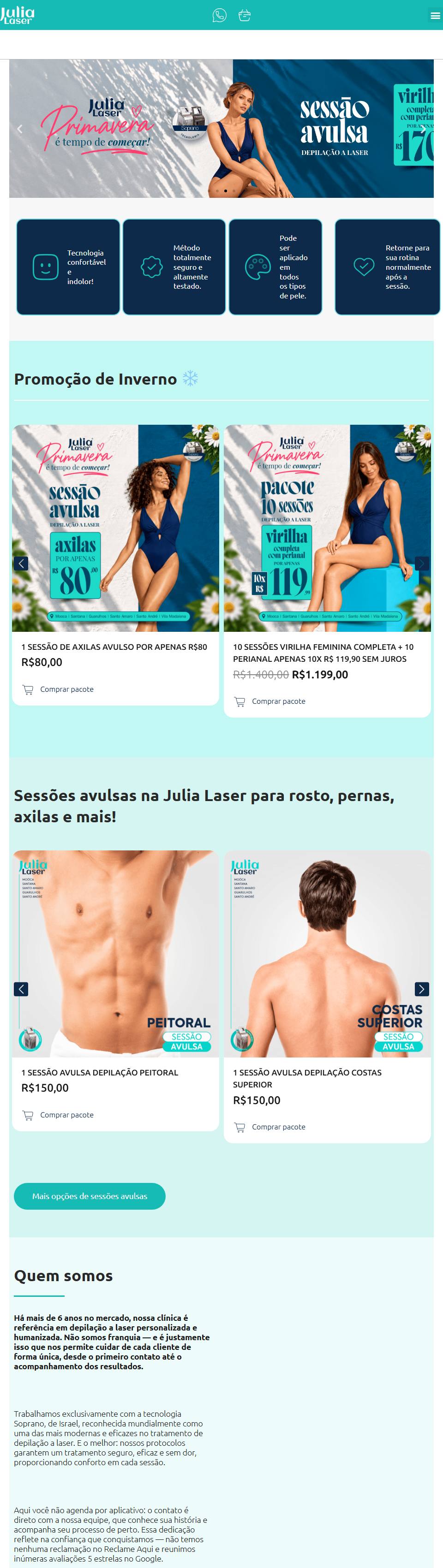 Site da Julia Laser no computador