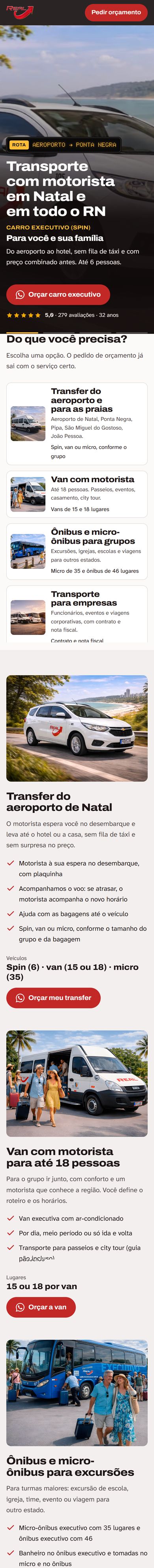 Página de venda da Real Turismo no celular